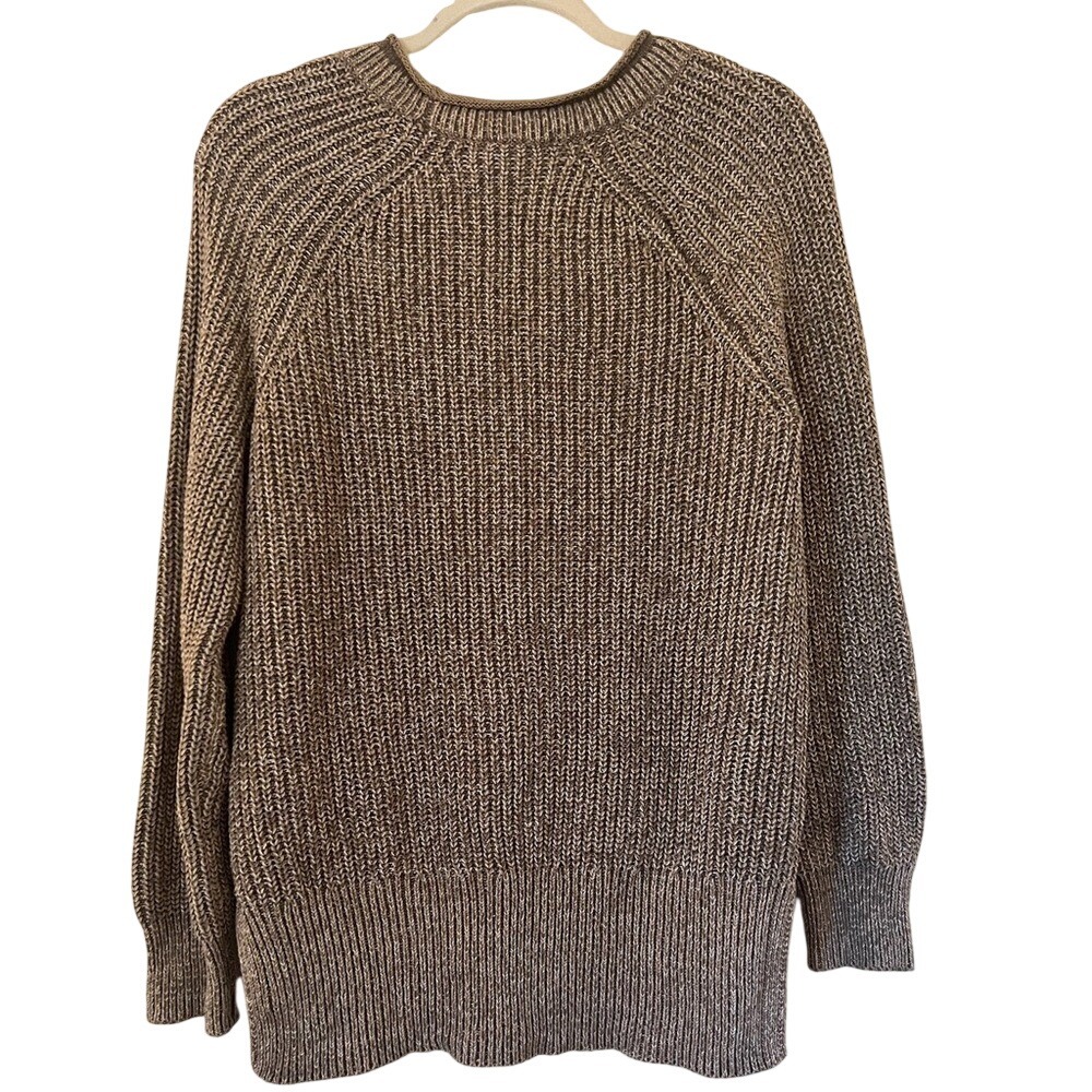 Ellen Tracy Womens Tan Marled Raglan Sleeve Crew Neck Sweater Small - Picture 4 of 10